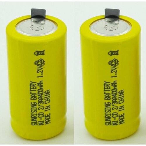 Аккумулятор 2/3 AA(14*28 мм) Ni-Cd SUNRISING, 1.2 В, 400 мАч с лепестками, 2 шт