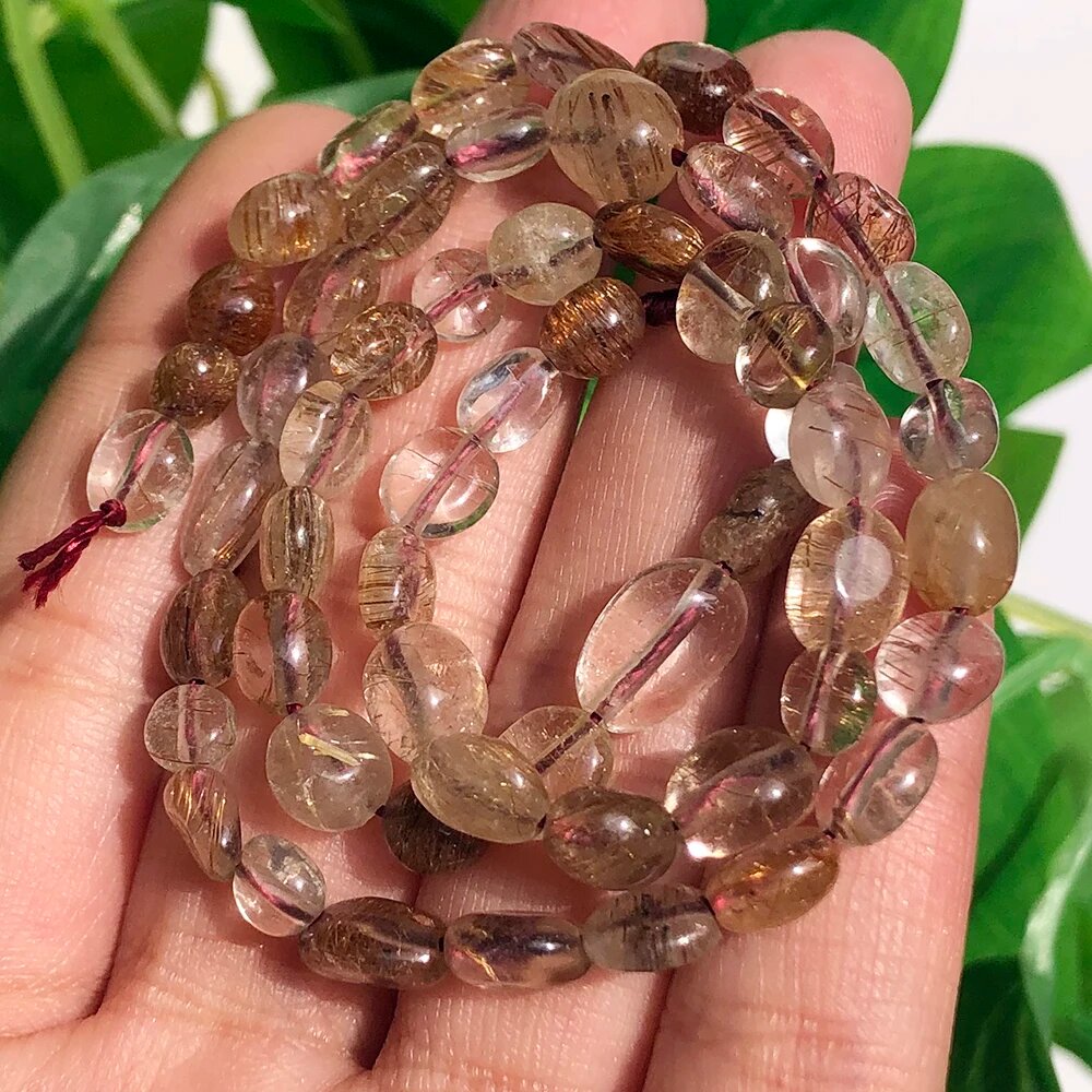 Бусины из зелёного перидота 6-8 мм TTUIJI Rutilated Quartz