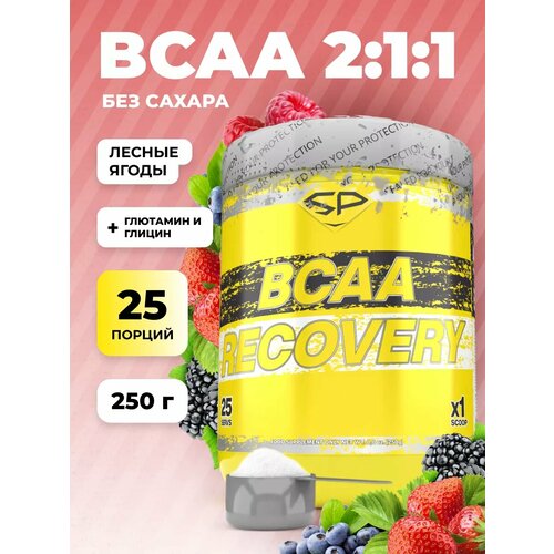 BCAA STEELPOWER Recovery 2:1:1 с глютамином и глицином, лесные ягоды, 250 гр.
