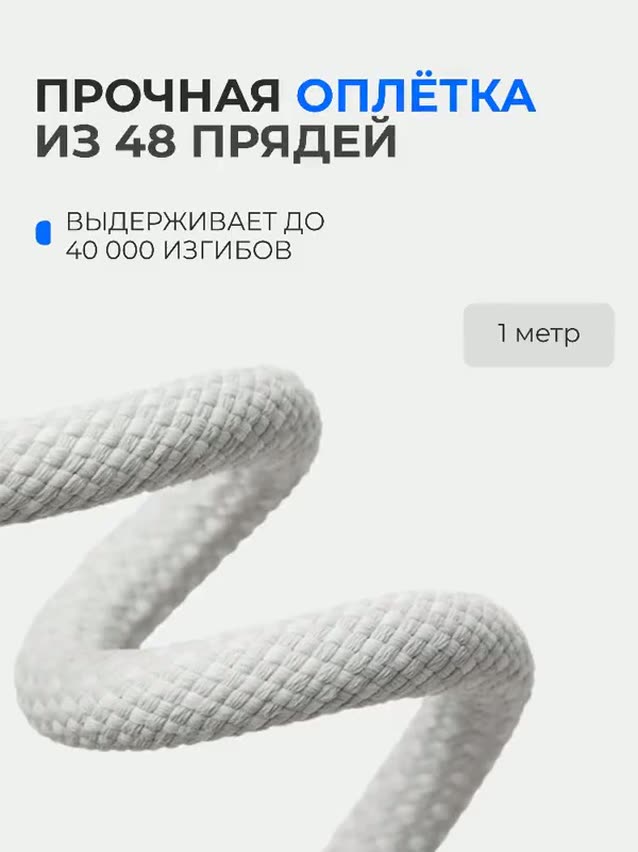 Кабель usb type-c 1 метр в тканевой оплетке / провод для авто / для carplay или android auto — фото 6