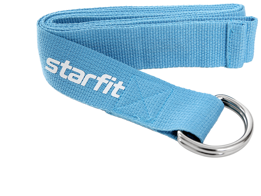 Ремень для йоги Starfit Yb-100 183 см, хлопок, синий пастель