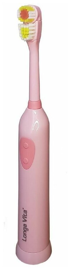 Электрическая зубная щетка Longa Vita для взрослых, ротационная + сменная насадка в комплекте, розовая КАВ-2-НТМ/розовая