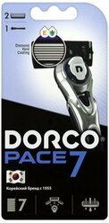 Бритвенный станок Dorco PACE7 (1 станок, 2 кассеты), 7 лезвий, плав.головка, крепление PACE