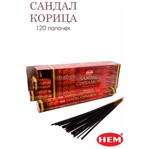 Палочки ароматические благовония HEM ХЕМ Сандал Корица Sandal Cinnamon, 6 упаковок, 120 шт