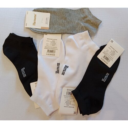 Носки Натали, 5 пар, размер 37-41, черный, белый, серый