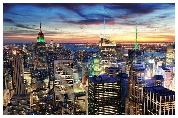 Постер Нью-Йорк на закате (New York at sunset) №1 46см. x 30см.