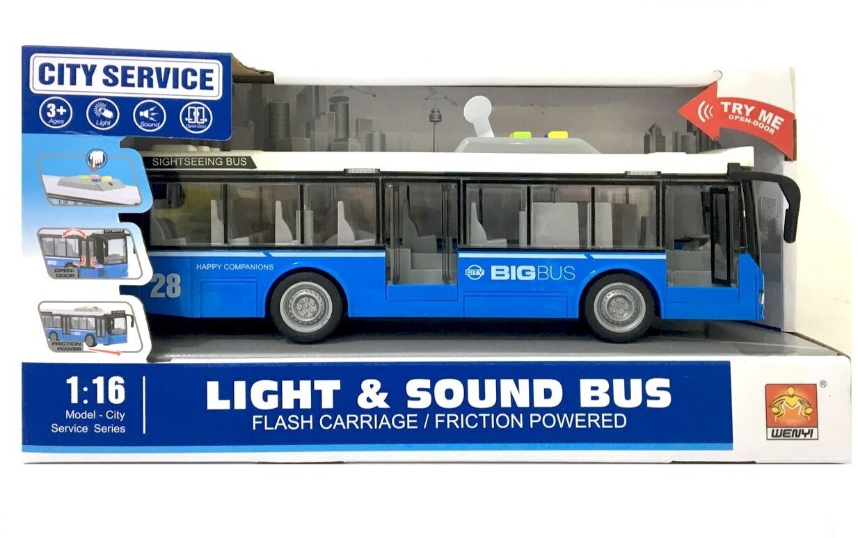Городской автобус 28 см, откр. двери, свет, звук, инерция