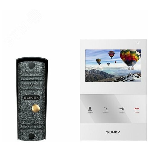 Комплект видеодомофон+вызывная видеопанель SLINEX SQ-04 White + ML-16HR Black (SQ 04M Wh/ML16HR Bl) SLINEX видеодомофон slinex sq 04 white