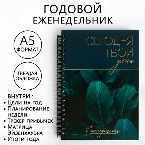 Еженедельник А5, 86 листов «Сегодня твой день» в твердой обложке с тиснением еженедельник а5 86 листов здесь и сейчас в твердой обложке с тиснением