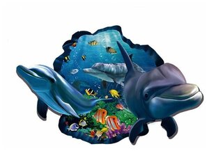 Интерьерная/декоративная наклейка на стену "Подводное царство", 90х60 см