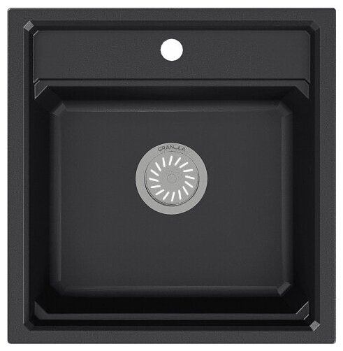 Кухонная мойка кварцевая Granula KS-5002 квадратная, китчен спейс, чаша 375x440, цвет чёрный (5002bl) - фотография № 7