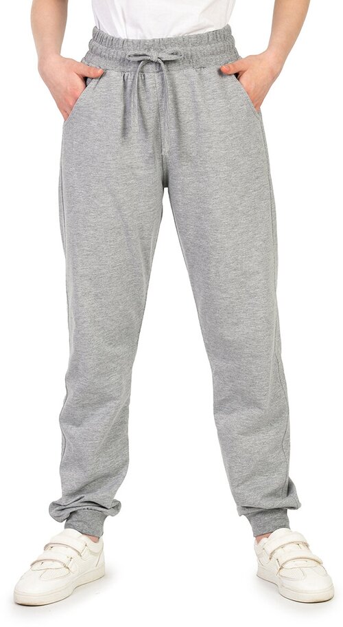 Школьные брюки джоггеры  N.O.A., спортивный стиль, карманы, манжеты, пояс на резинке, размер 158, серый