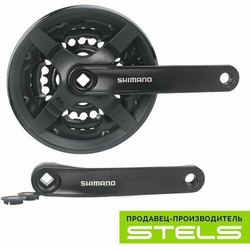 Шатун Shimano Tourney TY301 170мм 42/34/24, черный шатун shimano tourney ty501 175мм 42 34 24 с защитой черный б уп efcty501e244clb