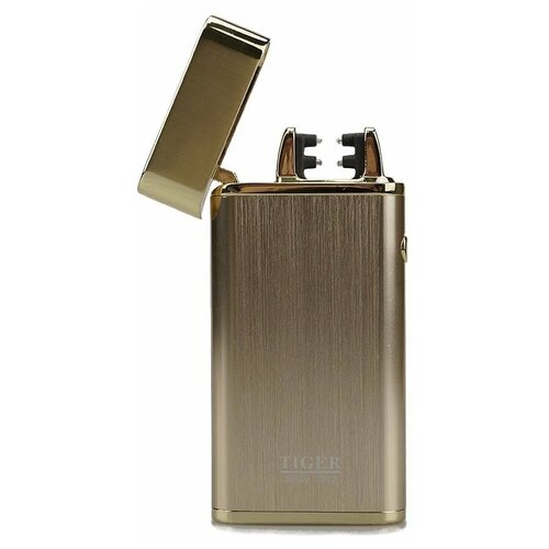 Электроимпульсная USB зажигалка Tiger TW921, золотистая
