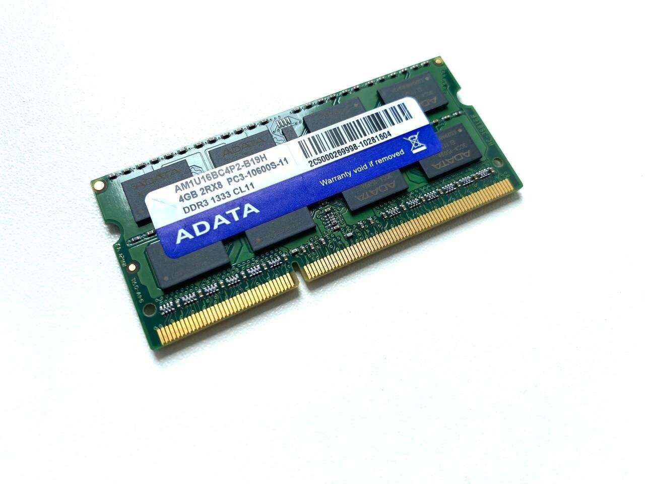 Оперативная память ADATA DDR3 4GB 1333Мгц 2Rx8 PC3-10600 SODIMM для ноутбука