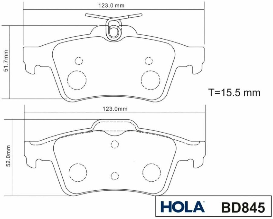 Колодки тормозные задние HOLA BD845 Ford Focus II/III, C-Max II (DM2), Grand C-Max (к-т 4шт) (1233679 /1324300 /1360254 /1360304 /1360306 )