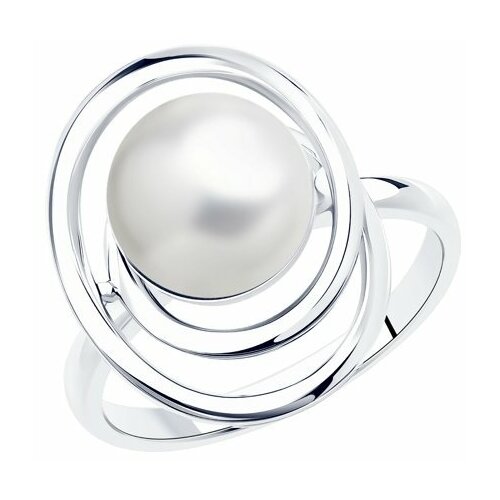 Кольцо Diamant online, серебро, 925 проба, жемчуг, размер 19.5