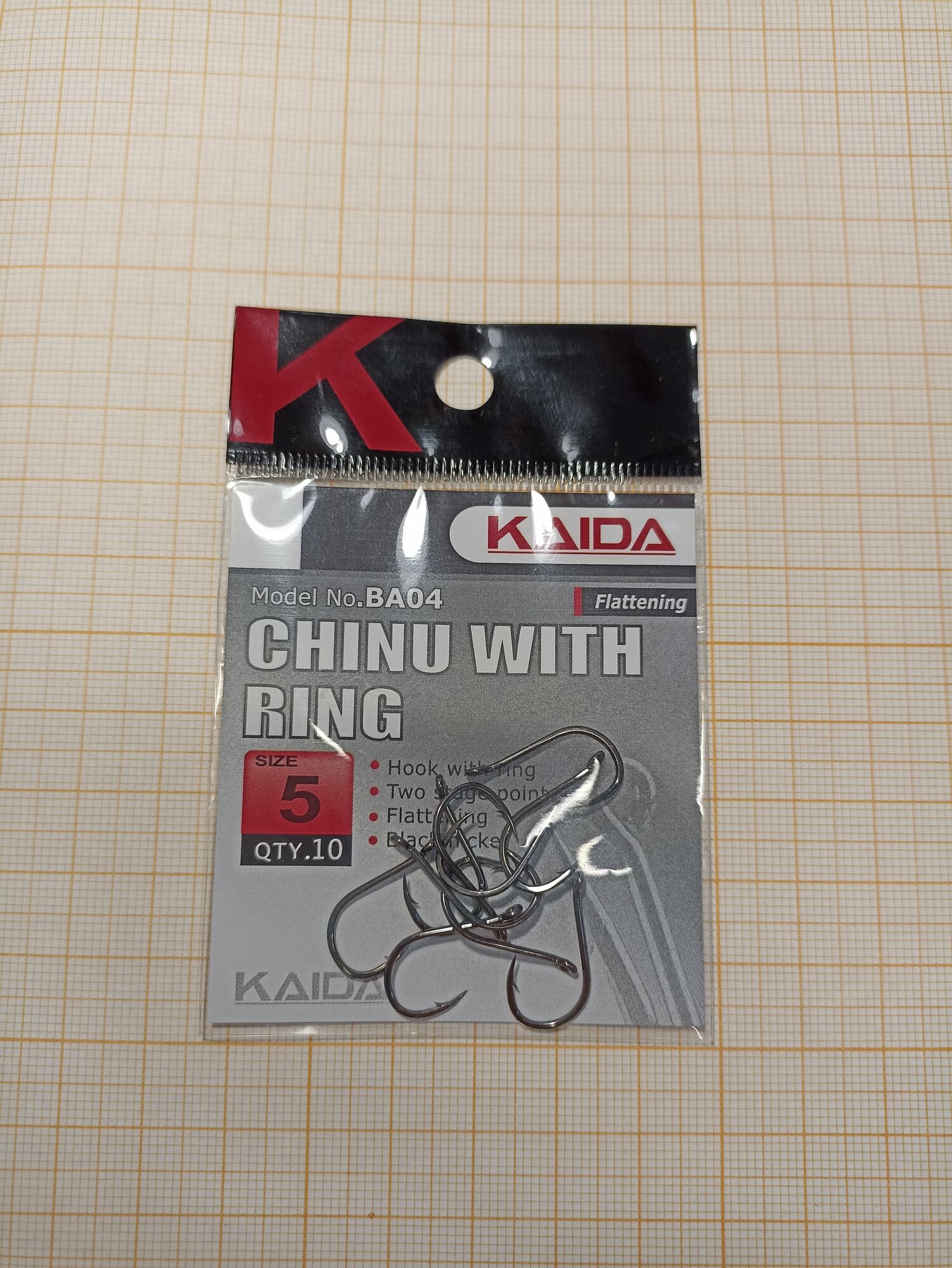 Набор крючков рыболовных с кольцом Kaida Chinu with ring Size-5 Qty-10