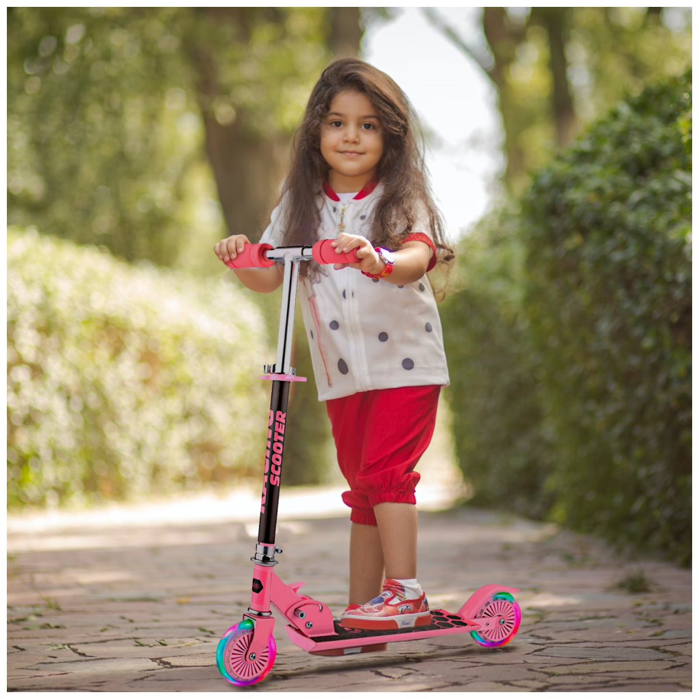 Самокат детский для девочек Nonstopika, складной со светящимися колесами и складным рулем, Venezia, розовый