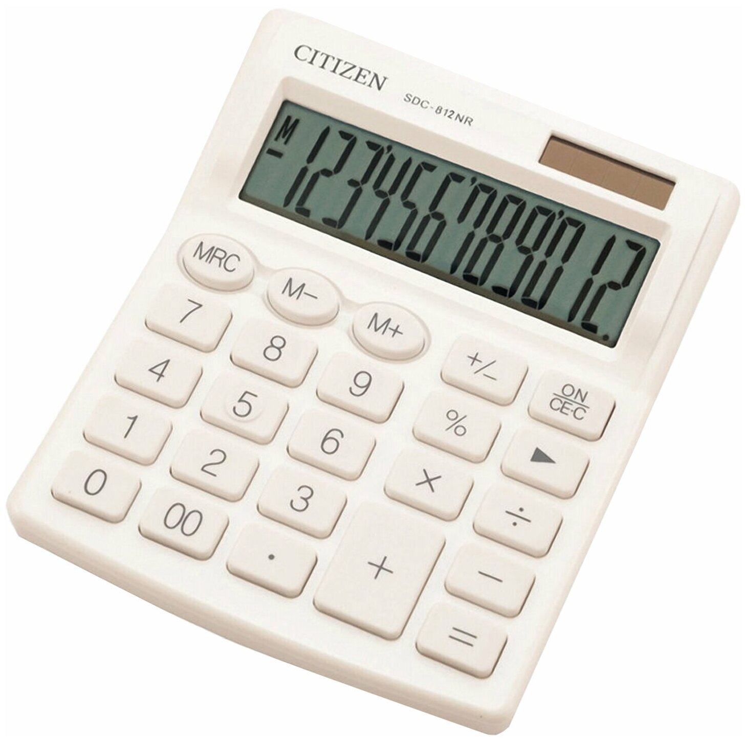 Калькулятор настольный CITIZEN SDC-812NRWHE компактный (124×102) 12 разрядов двойное питание белый