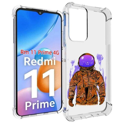 Чехол MyPads нарисованный мужчина в скафандре для Xiaomi Redmi 11 Prime 4G задняя-панель-накладка-бампер чехол mypads нарисованный мужчина в скафандре для xiaomi black shark 5 pro задняя панель накладка бампер