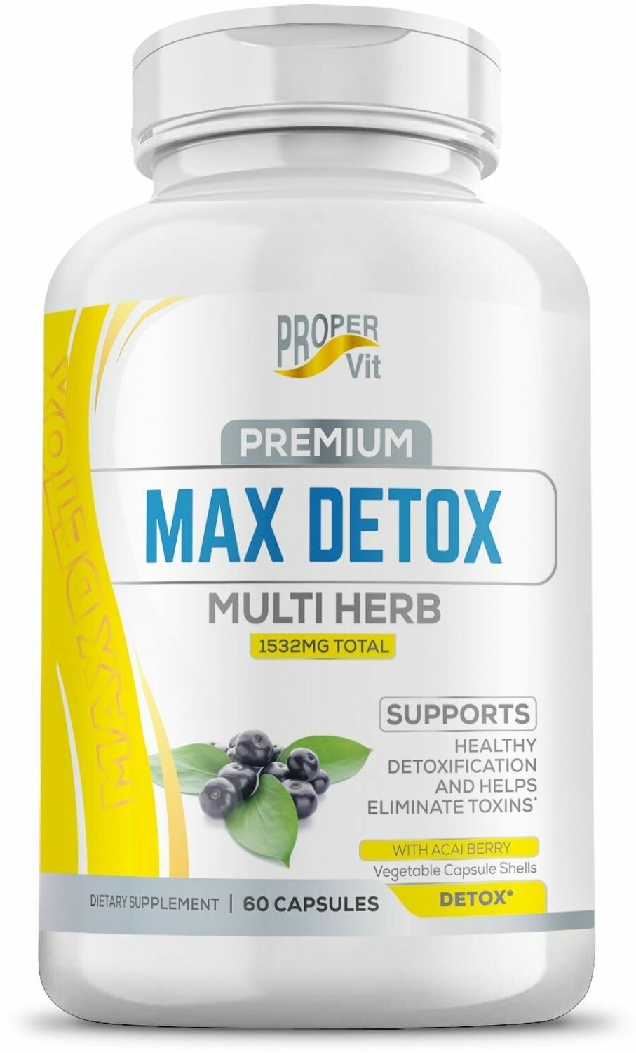 Премиум макс детокс мульти травы 1532 мг для очищения организма 60 капсул Proper Vit Premium Max Detox Multi Herb