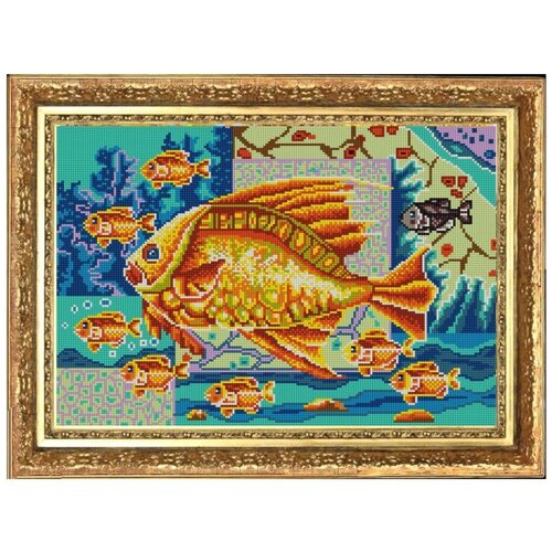 Рисунок на ткани (Бисер) конёк арт. 9807 Богатство (9 рыбок) 29х39 см