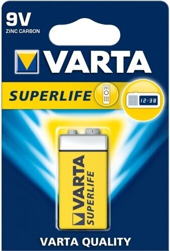 Батарейка 9V Крона солевая Varta Superlife 6F22 в блистере 1шт.