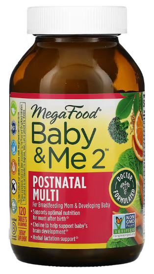 MegaFood Baby & Me 2 мультивитамины для послеродового периода 120 таблеток
