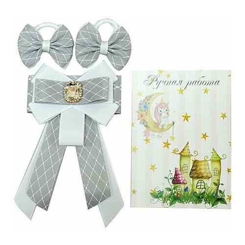 фото Valexa набор "школьница" (галстук+2 банта на резинке) серо-белый