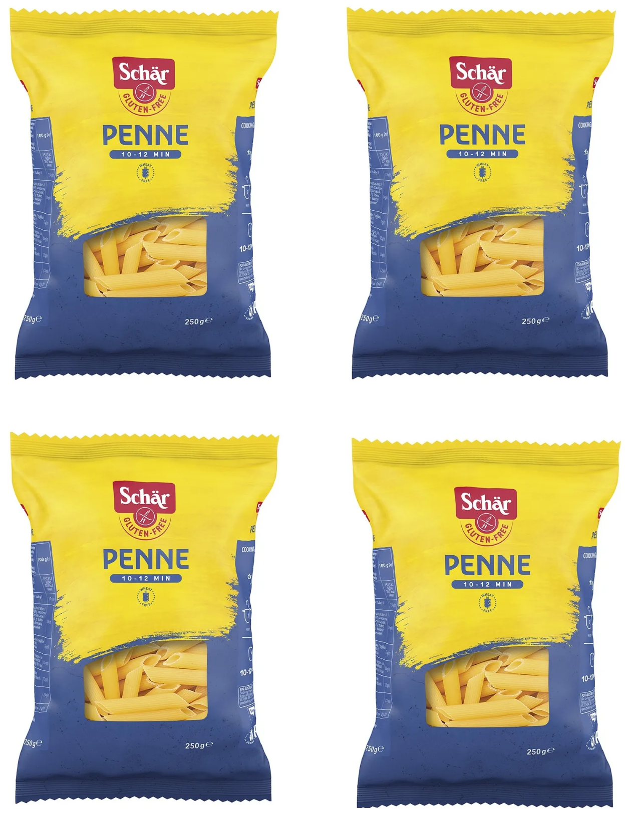 Макароны Schar Перья (Penne) без глютена, 4 шт по 250 г - фотография № 1