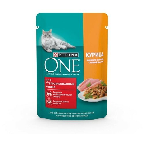 Влажный корм Purinа One для стерилизованных кошек, курица/фасоль, 75 г