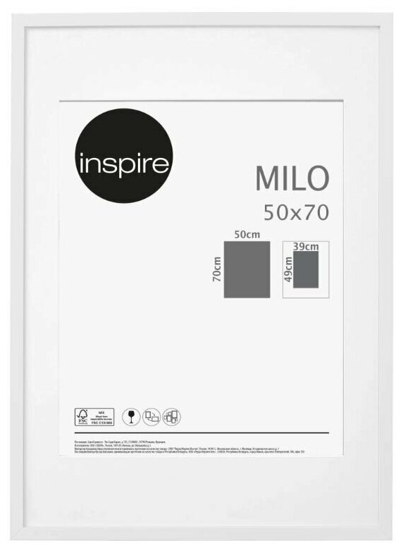 Рамка Inspire Milo 50х70 см цвет белый