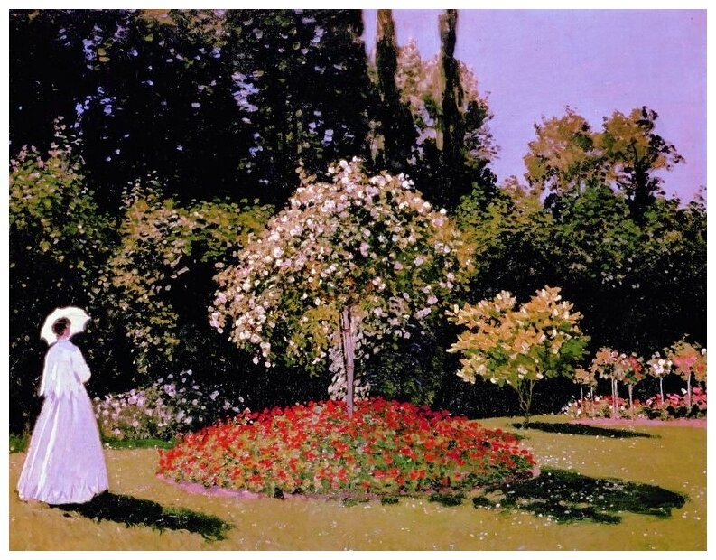 Репродукция на холсте Женщина в Саду Сент-Адресс (Woman in the Garden Sainte-Adresse) Моне Клод 52см. x 40см.