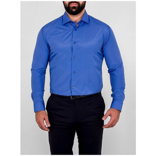 фото Рубашка мужская длинный рукав greg 224/139/879/z_gb, полуприталенный силуэт / regular fit, цвет синий, рост 174-184, размер ворота 39