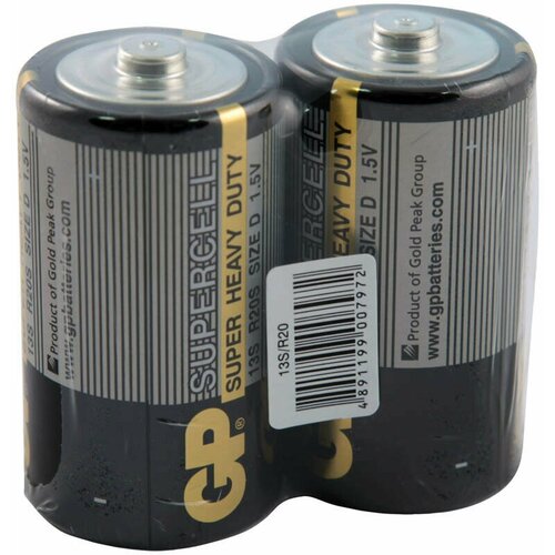 Батарейка GP Supercell D (R20) 13S солевая, OS2, 6 штук, 168546 батарейки gp supercell r03 2sh ааа