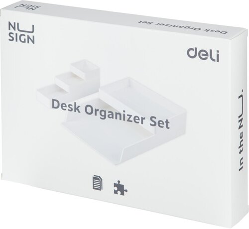 Лоток для бумаг горизон Deli NuSign ENS001-white набор 2шт + органайзер бел