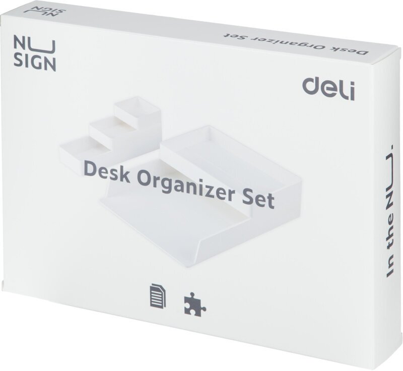 Лоток для бумаг Deli горизон NuSign ENS001-white набор 2шт + органайзер бел