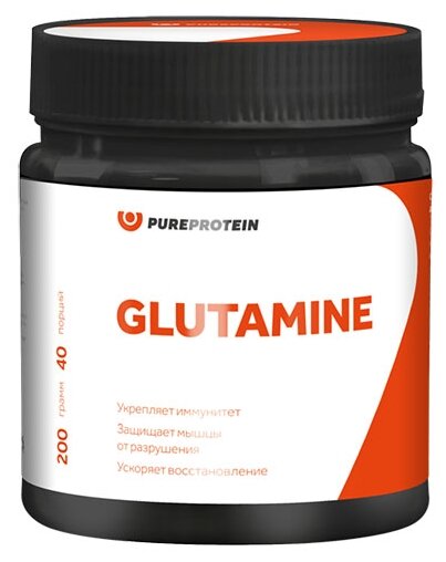 L-Глютамин Pure Protein, L-Glutamine, 200 грамм, Апельсин