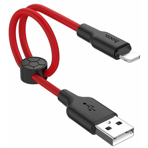 Кабель USB Hoco X21 Plus Silicon Lightning, 0.25м, черный с красным usb кабель hoco x21 silicone lightning 8 pin 1м силикон белый