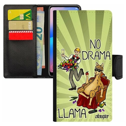фото Чехол-книжка на смартфон samsung galaxy s7 edge, "no drama lama" юмор лама драма utaupia