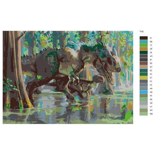 Картина по номерам Y-82  Тираннозавр - Динозавр  70x110 картина по номерам y 77 тираннозавр динозавр 70x110