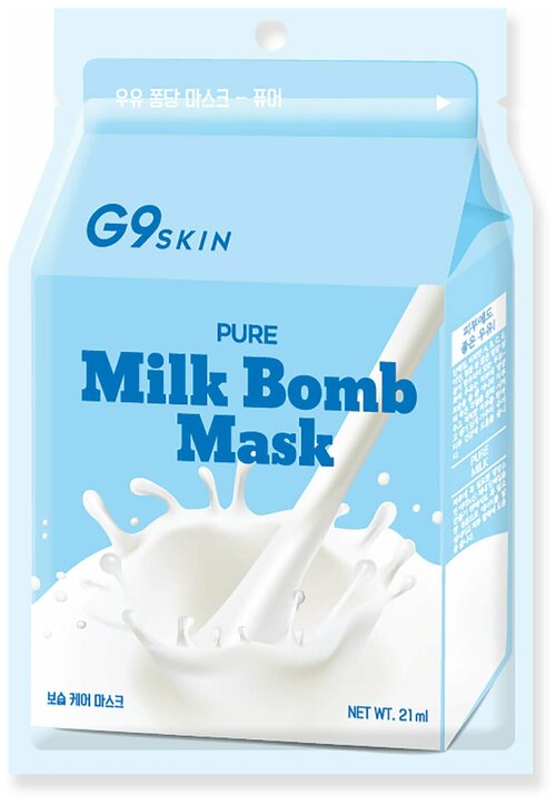 Маска для лица тканевая Milk Bomb Mask Pure, 25мл, G9SKIN, 8809211653553