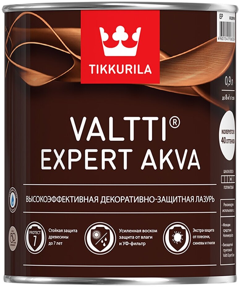 Декоративный антисептик Valtti Expert Akva (Валтти Эксперт Аква) TIKKURILA 0,9л рябина