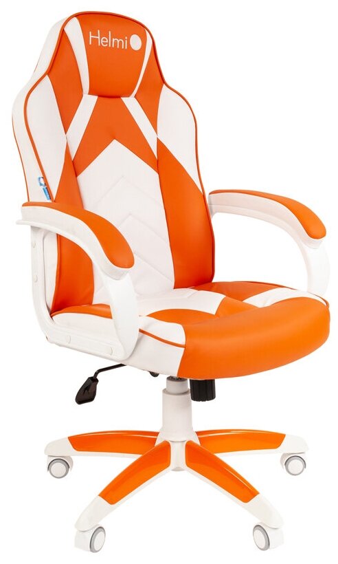 Кресло игровое Helmi HL-S17 "Arrow", экокожа, бело-оранжевая, механизм качания (322029)