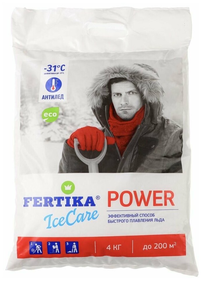 Противогололедный реагент FERTIKA IceCare Power 4 кг мешок