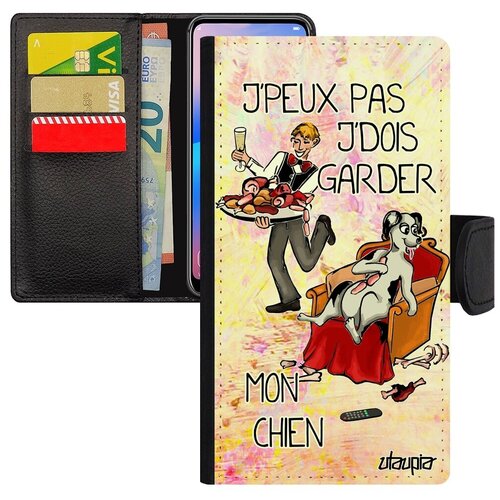 фото Противоударный чехол книжка на телефон // apple iphone xr // "не могу - у меня собака!" принт карикатура, utaupia, светло-розовый