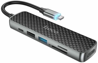 USB-концентратор Type-C Хаб Hub HB24 Easy display HDMI + USB3.0 + USB2.0 + SD + TF MicroSD + PD