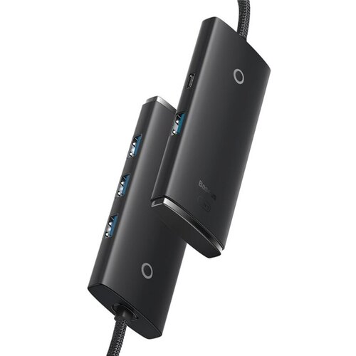 Хаб Baseus Lite Series 4-Port USB-A HUB Adapter (USB-A to USB 3.0x4 ) 25 см Black (WKQX030001)