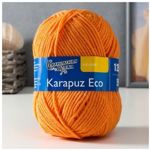 Пряжа Karapuz Eco (КарапузЭко) 90% акрил, 10% капрон 125м/50гр ярк.оранж (655)